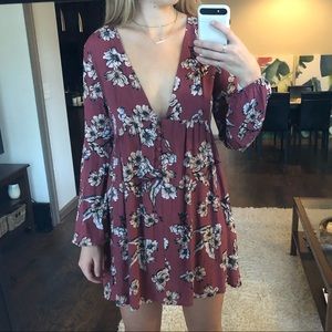 Flower deep V dress